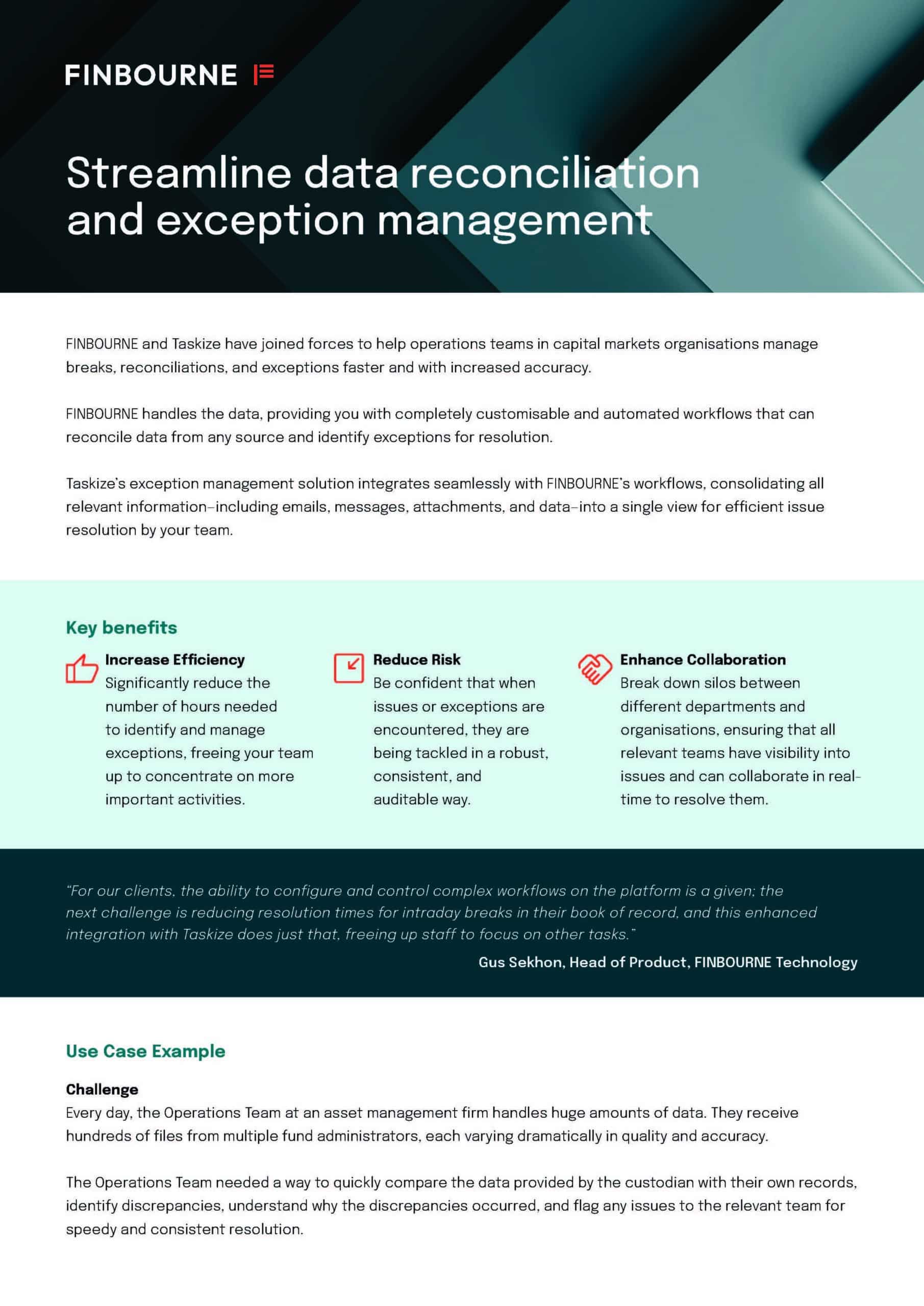 FINBOURNE and Taskize - Fact Sheet